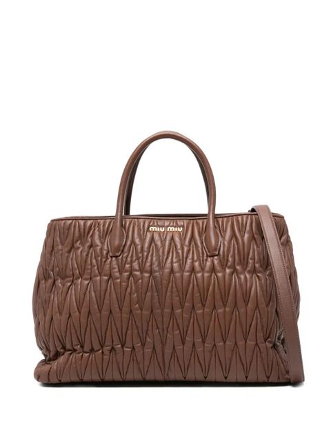 Miu Miu matelassé tote bag - Brown - zdjęcie produktu nr 1