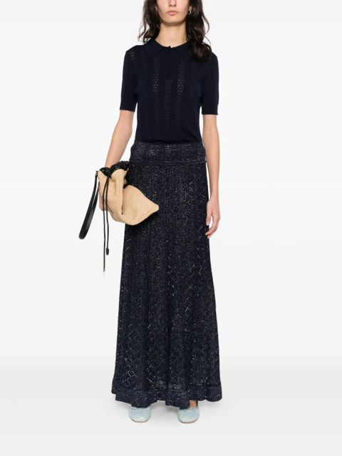 SANDRO textured strass abstract knitted skirt - Blue - zdjęcie produktu nr 2