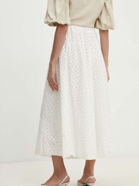 Answear.LAB spódnica bawełniana kolor biały midi rozkloszowana