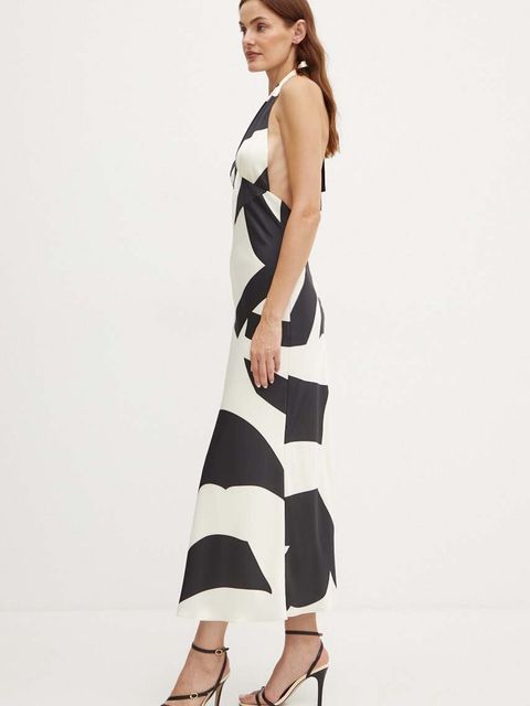 Bardot sukienka CITRON kolor beżowy maxi rozkloszowana 59317DB