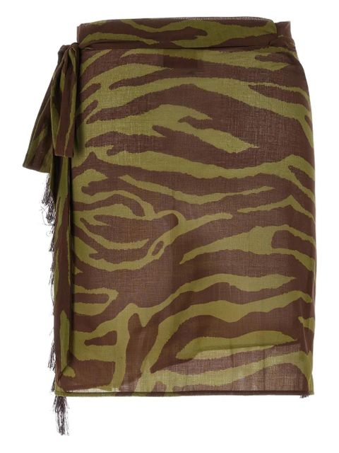 The Attico zebra print fringed sarong beach cover-up - Brown - zdjęcie produktu nr 2