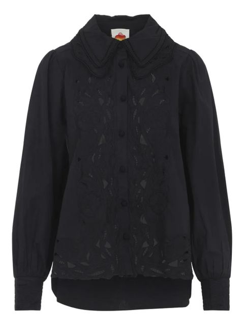 FARM Rio cut-out scalloped blouse - Black - zdjęcie produktu nr 1