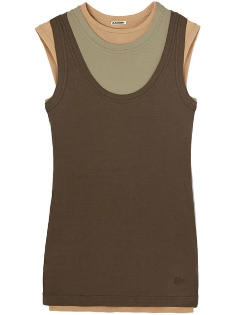 Jil Sander layered cotton tank top - Brown - zdjęcie produktu nr 1