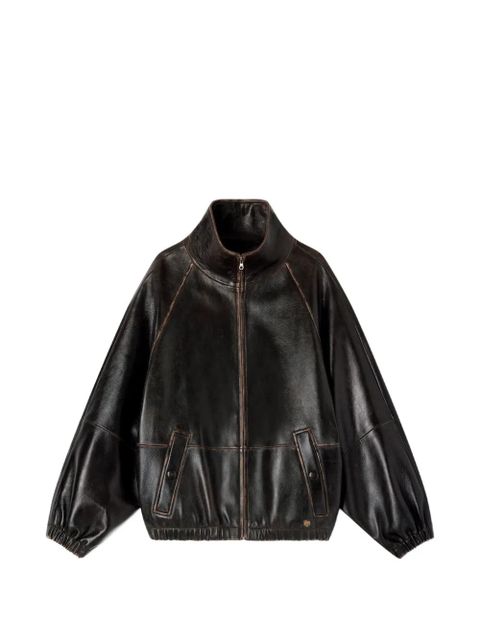 SANDRO leather bomber jacket - Brown - zdjęcie produktu nr 1