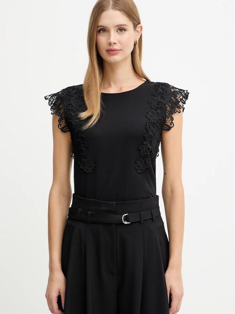 Morgan t-shirt bawełniany damski kolor czarny DFLOWER - zdjęcie produktu nr 1