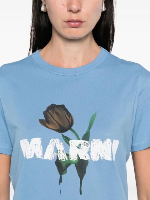 Marni flower-print T-shirt - Blue