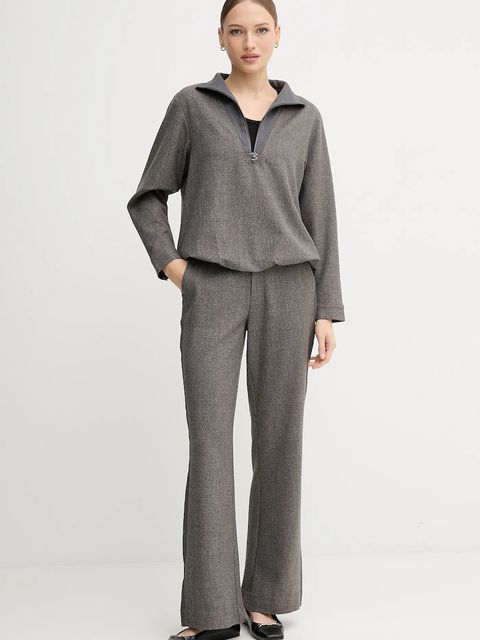 Mos Mosh spodnie RHYS damskie kolor brązowy szerokie high waist 174100 - zdjęcie produktu nr 2