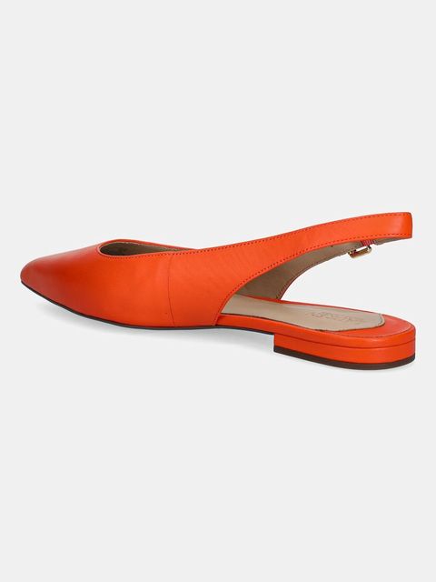 Lauren Ralph Lauren baleriny skórzane Londyn Slbck kolor pomarańczowy z odkrytą piętą 802P04383001