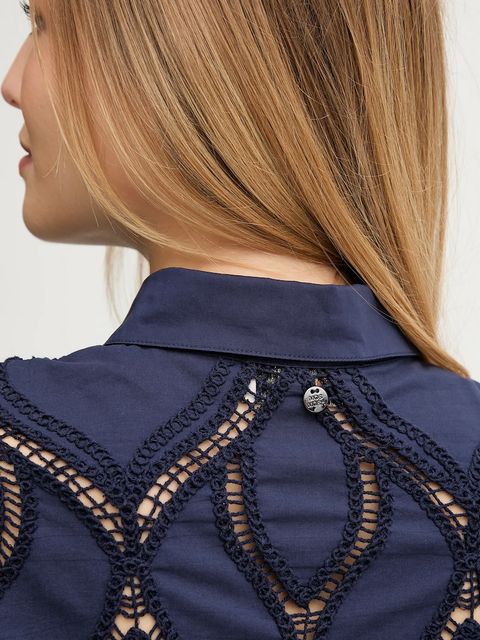 Mos Mosh bluzka bawełniana NOLIN damska kolor niebieski gładka 174010