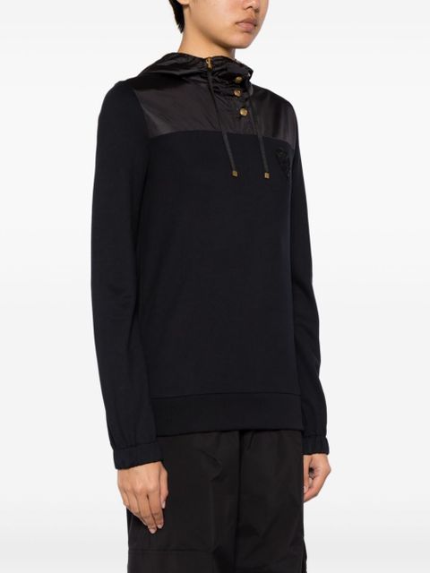 Gucci crest-appliqué panelled hoodie - Black