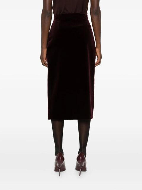 Saint Laurent velvet midi skirt - Red