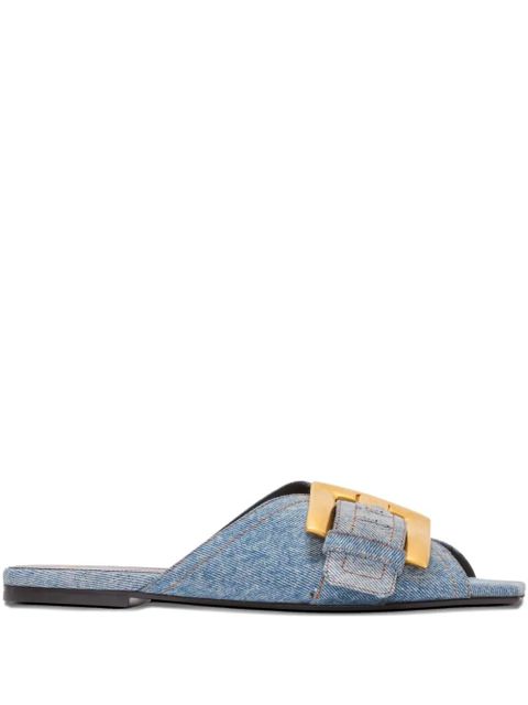 Balmain Anthem flat denim sandals - Blue - zdjęcie produktu nr 1