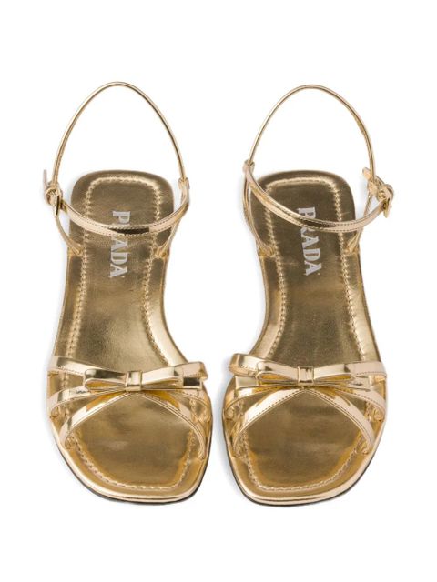Prada flat metallic leather sandals - Gold