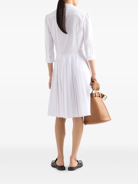 Prada pleated poplin shirt dress - White