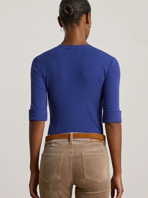 Lauren Ralph Lauren t-shirt bawełniany damski kolor niebieski 200815843