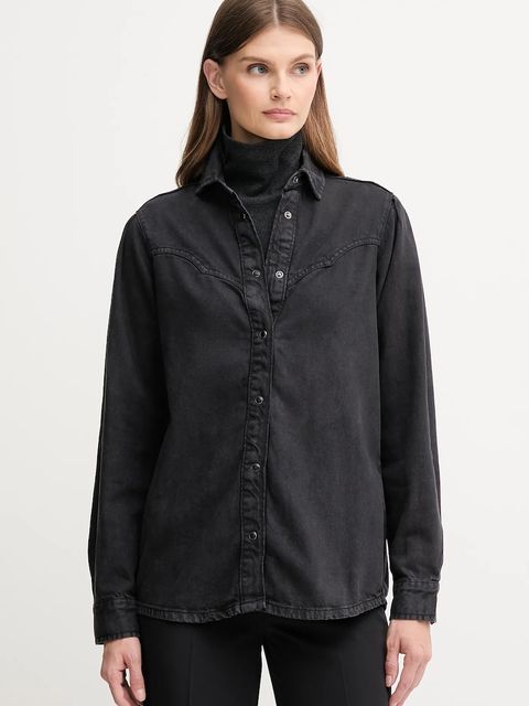 Pepe Jeans koszula damska kolor czarny regular z kołnierzykiem klasycznym PL3051236 - zdjęcie produktu nr 1
