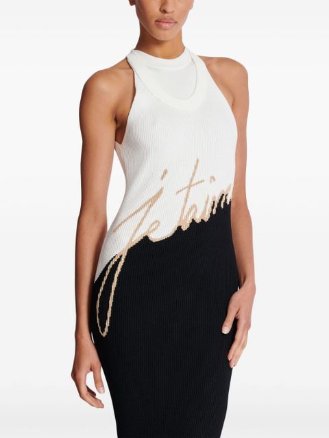 Balmain intarsia-knit logo midi dress - Black