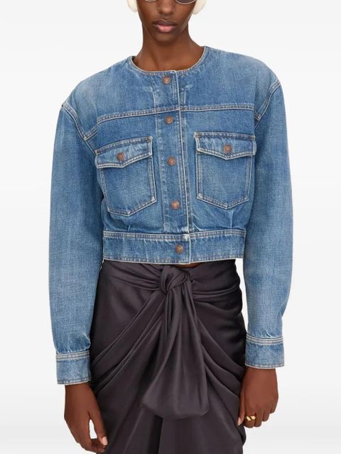 Chloé collarless patch-pocket denim jacket - Blue - zdjęcie produktu nr 2