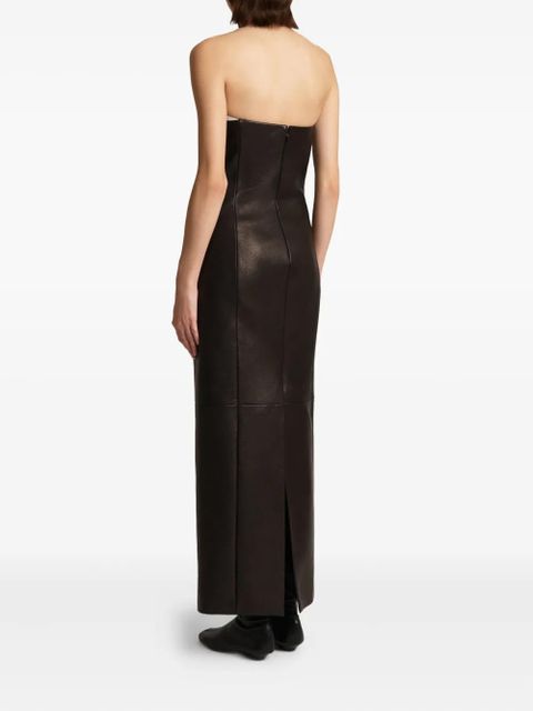 KHAITE Yael strapless leather maxi dress - Black