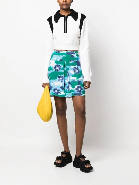 Marni floral-print mini skirt - Blue