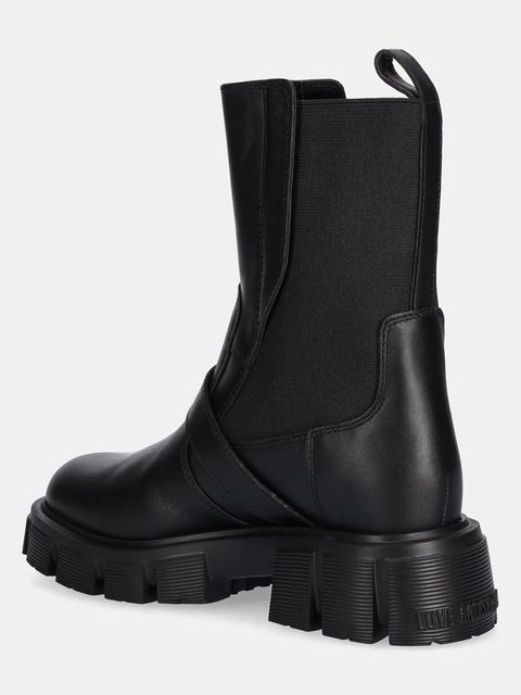 Love Moschino sztyblety skórzane damskie kolor czarny na platformie JA24105G1NIA0000