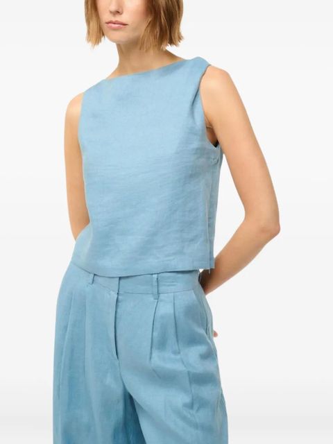 STAUD Boa boat-neck linen tank top - Blue