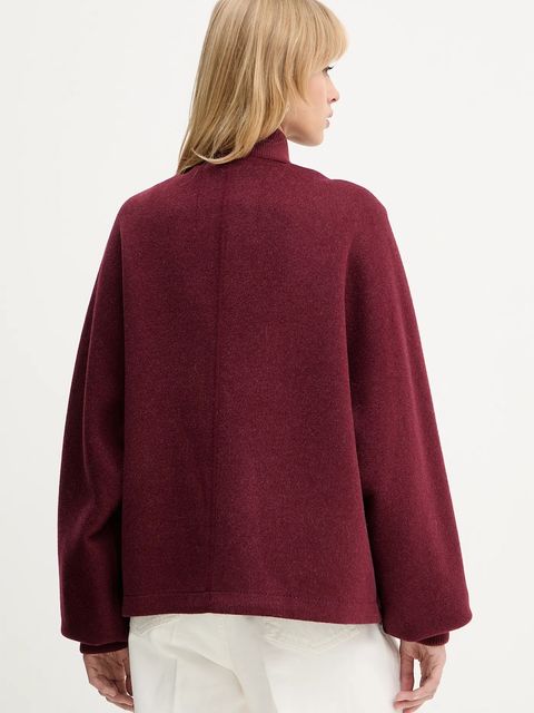 MAX&Co. kurtka wełniana kolor bordowy przejściowa oversize 2526086013200