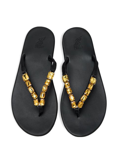 Ancient Greek Sandals crystal-embellished T-strap flip-flops - Black - zdjęcie produktu nr 2