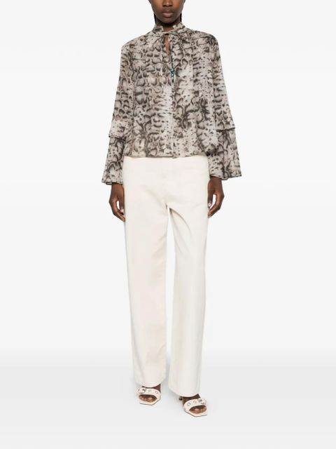 PINKO snakeskin-print flared-sleeve shirt - Neutrals - zdjęcie produktu nr 2