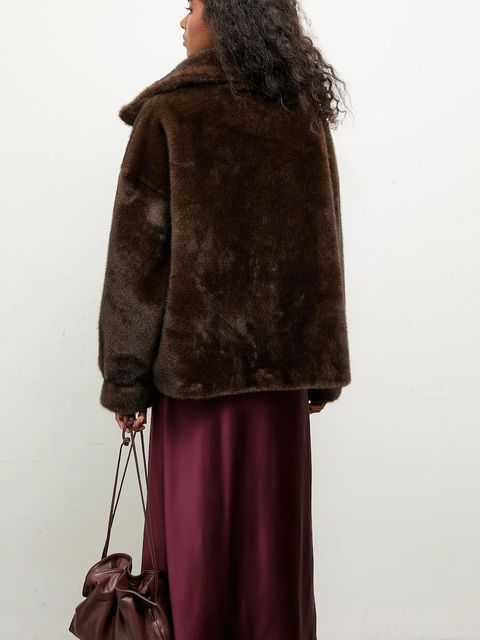 Answear.LAB kurtka kolor brązowy przejściowa oversize