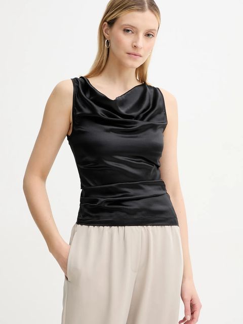 AERON bluzka z domieszką jedwabiu CAMILLE damska kolor czarny gładka TO555452 - zdjęcie produktu nr 1