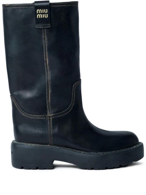 Miu Miu 55mm logo boots - Black - zdjęcie produktu nr 1