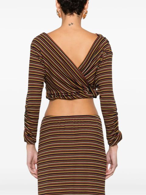 Anna Sui striped wrap top - Brown