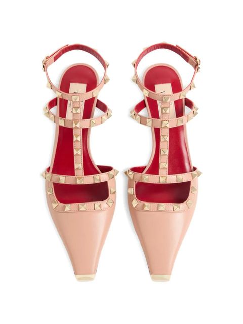 Valentino Garavani Rockstud court shoes in kid leather 40mm - Pink