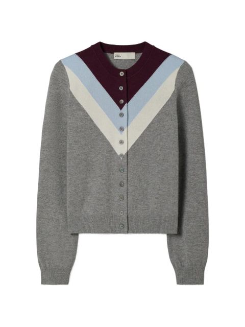 Tory Burch chevron wool cardigan - Grey - zdjęcie produktu nr 1