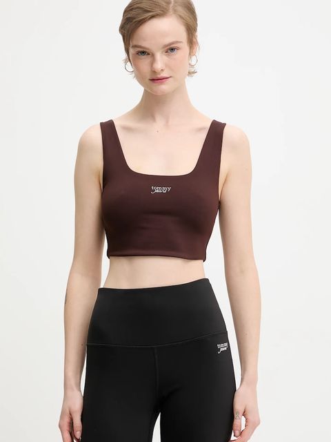 Tommy Jeans top kolor brązowy DW0DW21564