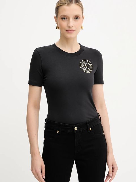 Versace Jeans Couture t-shirt damski kolor czarny 79HAHT01 CJ03T - zdjęcie produktu nr 1