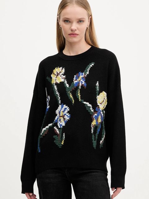 Desigual sweter bawełniany COOPER damski kolor czarny 25WWJF36 - zdjęcie produktu nr 1