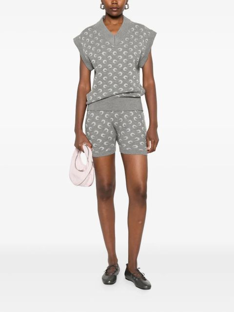 Marine Serre Moon jacquard knitted shorts - Grey