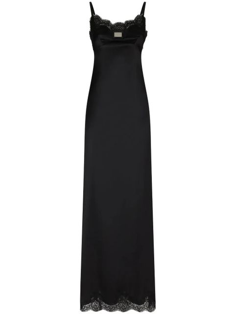 Dolce & Gabbana lace-trimmed satin gown - Black - zdjęcie produktu nr 1