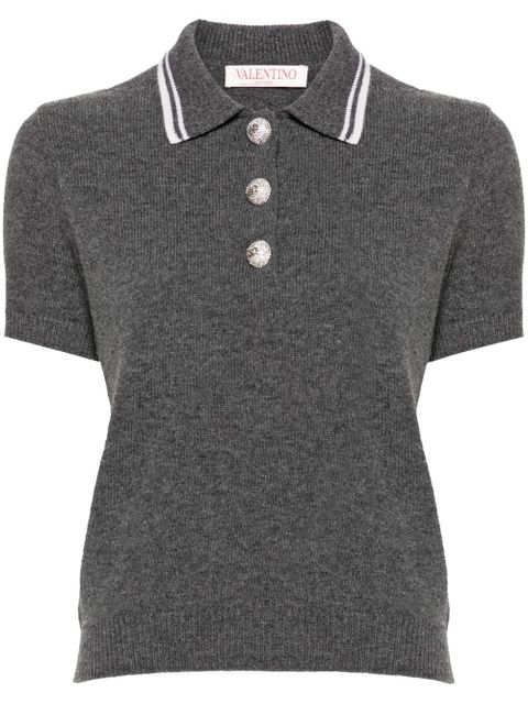 Valentino Garavani striped-edge polo shirt - Grey
