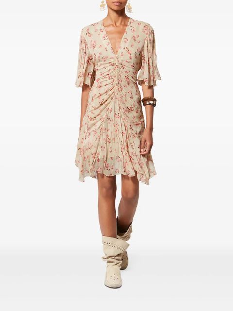 MARANT ÉTOILE Vivienne floral-pattern midi dress - Neutrals - zdjęcie produktu nr 2