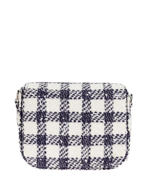 Self-Portrait check bow chain cross body bag - White