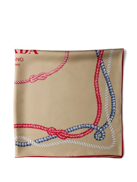 Prada ropes print logo scarf - Neutrals - zdjęcie produktu nr 2