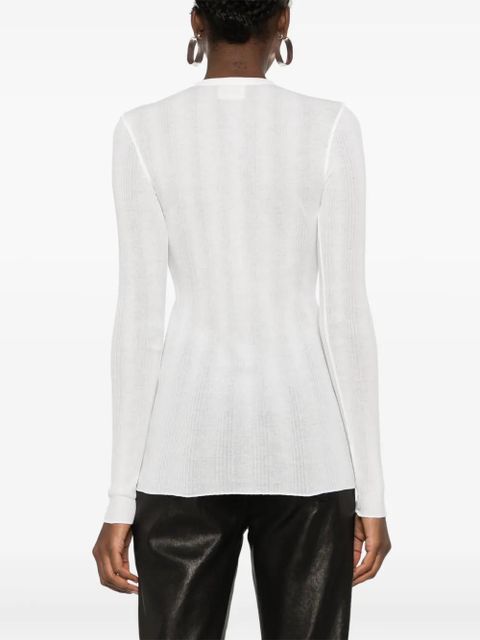 KHAITE fine-ribbed long-sleeve T-shirt - White