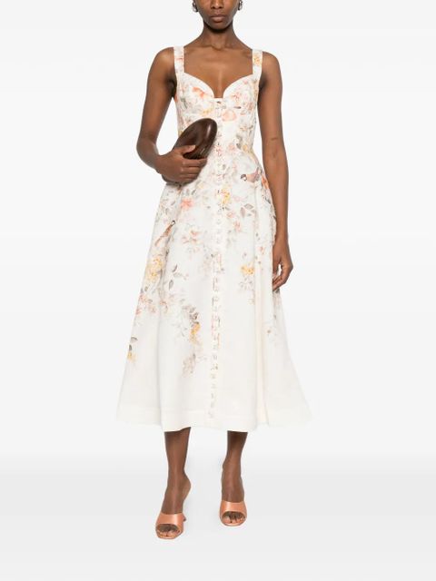 ZIMMERMANN Luna buttoned floral picnic midi dress - Neutrals - zdjęcie produktu nr 2