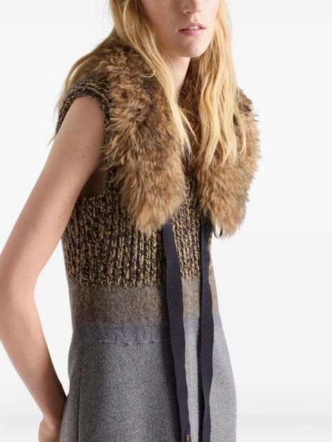 Prada fur-collar wool dress - Brown