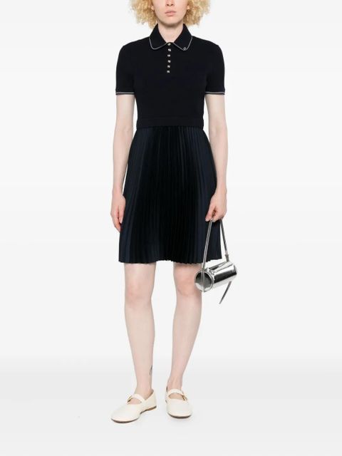 Maje polo-neck pleated dress - Blue