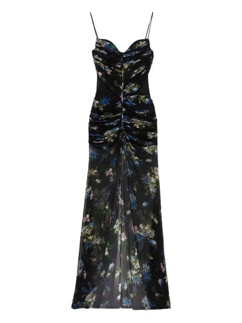 Blumarine floral-print ruched maxi dress - Black - zdjęcie produktu nr 1