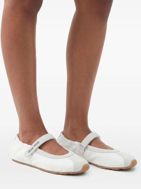Miu Miu suede-panels ballet flats - White